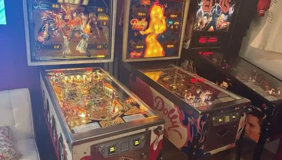 The Elvis pinball machine beckons you to beat the high score!