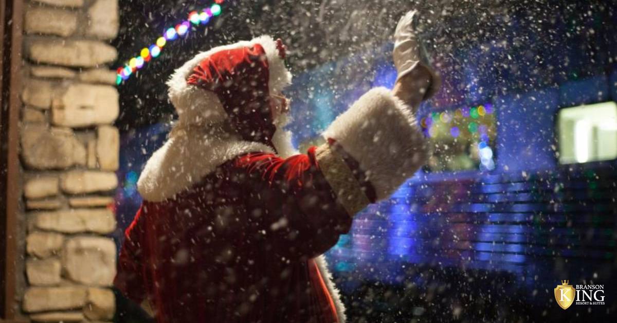 A mystical ride on the Polar Express train, complete with billowing steam and dazzling Christmas lights