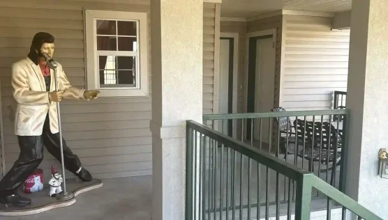 private patio of king cottage and Presley's penthouse